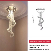 ราคา Tricolor Light Duplex Building Crystal Chandelier New Rotating Staircase Chandelier Duplex Building Living Room Chandelier Staircase High End Internet Celebrity Chandelier (21985091030)