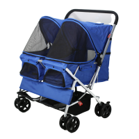 ราคา Tongba รถเข็นสัตว์เลี้ยง รถเข็นสุนัข แมว แบบ2ที่นั่ง รับน้ำหนักได้ 30กก รหัส SP04 (22372539078)