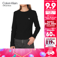ราคา CALVIN KLEIN เสื้อยืดแขนยาวผู้หญิง Simple CK Logo ทรง Slim รุ่น J224783 BEH สีดำ (22461699519)
