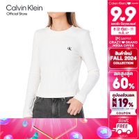 ราคา CALVIN KLEIN เสื้อยืดแขนยาวผู้หญิง Simple CK Logo ทรง Slim รุ่น J224783 YBI สี Ivory (22461718449)