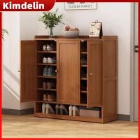 ราคา KIMDELIN ตู้เก็บรองเท้าหลายชั้นพร้อมตู้ชั้นวางของชั้นวางรองเท้าไม้ไผ่ประตูชั้นวางรองเท้าไม้งานหนักพร้อมฝาครอบ (22454606574)