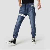 ราคา DAVIE JONES กางเกงจ็อกเกอร์ ยีนส์ เอวยางยืด ขาจั๊ม สีฟ้า สีกรม คาดหนัง Drawstring Denim Joggers GP0134 NV DN (16139034494)