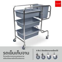 ราคา รถเข็นเก็บจาน รถเคลียร์จาน รถเข็นศูนย์อาหารพร้อมกระบะ 3 ใบและถังขยะ 2 ใบ รถเข็นอเนกประสงค์ รถเข็นสเตนเลส 3ชั้น (18380711476)