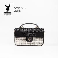 ราคา Playboy Cutie Womens Bag กระเป๋าสะพายข้างผู้หญิง รุ่นST B243PB573 กระเป๋าดีไซน์ผ้าทวีดฝาลอคปิด ปั้มนูนโลโก้ มี2 สี ดำและขาว (22321044461)