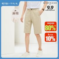 ราคา GIORDANO Men Shorts Linen Cotton Mid Low Rise Summer Shorts Multi Pocket Solid Color Simple Fashion Casual Shorts 01104301 (21739194442)