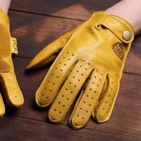 ราคา ถุงมือหนังวินเทจขี่จักรยานมอเตอร์รถยนต์ขับรถมอเตอร์ไซค์หนังวัวดูดซับกันเหงื่อขณะแข่งรถ (19471958505)