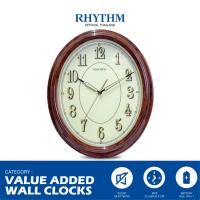 ราคา นาฬิกาแขวน RHYTHM นาฬิกาติดผนังวงรี ขอบลายไม้ เข็มและตัวเลขสะท้อนแสง 39 ซม (17182898901)