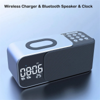 ราคา zhangwen Digital Stereo FM Radio Alarm Clock Night Light Bluetooth Speaker 10W Wireless Charger (21690127236)
