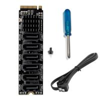 ราคา M 2 MKEY PCI E Riser Card M 2 NVME to SATA3 0 PCIE to SATA 6Gpbsx6 Port Expansion Card ASM1166 Support PM Function (19581936581)