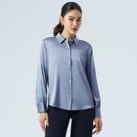 ราคา ESPADA เสื้อเชิ้ตผ้าซาตินมันวาว ผู้หญิง สีน้ำเงินเกรเชียล Satin Sheen Shirt 04852 (22119651053)