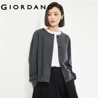 ราคา GIORDANO Women Jackets 100 Cotton Crewneck Simple Basic Terry Jackets Button Closure Fashion Casual Loose Jackets 13374202 (21585738033)