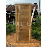 ราคา ประตูไม้สักทองโมเดิร์นขอ 4นิ้วแถบข้าง (22353085334)