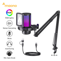 ราคา จัดส่งในท้องถิ่น MAONO DGM20 ไมโครโฟนคอนเดนเซอร์ USB RGB ปุ่มเดียวเงียบ ลดเสียงรบกวนอัตโนมัติ การฟังแบบเรียลไทม์สำหรับการบันทึก สตรีมมิ่ง เกม (22530857470)