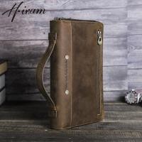 ราคา กระเป๋าสตางค์กระเป๋าแบบคลัตช์คนหนัง Cowhide Hiram กระเป๋าเงินลาย Crazy Horse กระเป๋าสตางค์แบบยาวความจุเยอะของผู้ชายอเนกประสงค์สำหรับผู้ชาย (22073792373)