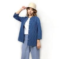 ราคา Best price PORTLAND เสื้อเชิ้ตคลุมแขน 3 ส่วนปักสมอ สีน้ำเงิน 3 4 Sleeves Mandarin Collar Plaid Shirt Navy (22422526856)