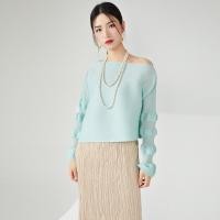 ราคา Z9096 One Size 45 75kg Pleated Long Sleeved T Shirt WomenS Top Loose And Irregular Off Neck Off The Shoulder Lantern Sleeve Sweater (21952287854)