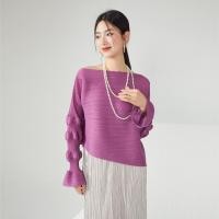 ราคา Z9096 One Size 45 75kg Pleated Long Sleeved T Shirt WomenS Top Loose And Irregular Off Neck Off The Shoulder Lantern Sleeve Sweater (21952287855)