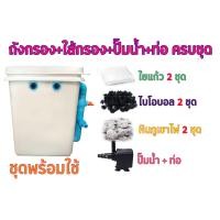 ราคา พร้อมใช้งาน ชุดประหยัด ชุดถังกรองน้ำสำหรับบ่อปลาขนาด 20 ลิตร บ่อน้ำพุ Tank Filter ถังกรองบ่อปลา พร้อมอุปกรณ์ครบชุด ถัง ปั๊มน้ำ (14336023410)