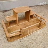 ราคา หิ้งพระไม้สักแท้ 100 หิ้งพระติดผนัง สไตล์โมเดิร์น ขนาด 60 36 ซม งานไม่ได้ทำสี (17815500415)