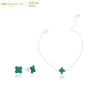 ราคา Louis Montini Jewelry ชุดกิฟท์เซตเงินแท้ 925 ต่างหูเงินแท้ สร้อยข้อมือเงินแท้ ใบโคลเวอร์ LJ GS025 (22555937835)