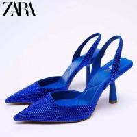 ราคา Zara รองเท้าส้นสูง ประดับเพชรเทียม สําหรับผู้หญิง (19777530171)