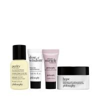 ราคา philosophy skincare icon mini set 1oz cleanser 3ml dose of wisdom serum 3ml ultimate miracle worker eye power treatment 0 5oz smooth glow multi tasking moisturizer (22605215859)