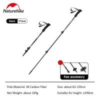 ราคา Naturehike 3K Carbon Fiber Trekking Pole Stretchable 3 Section 110cm 120cm 135cm Hiking Climbing Stick Ultralight 149g Walking Cane Alpenstock free Snow Fence Protective Case (20945179171)