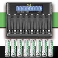 ราคา Yonii ALL8ชิ้นแบตเตอรี่1 2V NI MH AA2800mAh AAA ชาร์จไฟได้ถ่าน AA 3A NiMH แบตเตอรี่2A AAA พร้อมที่ชาร์จแบตเตอรี่8ช่อง 3 7V LCD Battery Charger (21651678488)