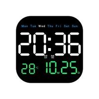 ราคา SFF Digital Wall Clocks Temperature Date Week Dispaly Electronic Table Clock 12 24H Wall Mounted LED Alarm Clock Remote (21431083832)