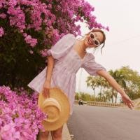 ราคา M จัดส่ง 4 OCT lookbooklookbook posey top purple scott เสื้อแขนสั้น ลายสก็อต สีม่วง (22283634117)