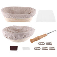 ราคา Proofing Basket Set Sourdough Proofing Basket Banneton Bread Proofing Basket of 2 10 Inch Oval and 9 Inch Round Premium Bread Lame and Slashing the Perfect Baking Bowl (19458687115)