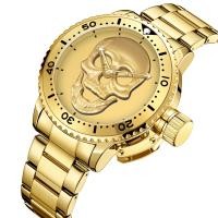 ราคา นาฬิกาข้อมือแสตนเลสเหล็กแร่ควอทซสไตล์โจรสลัดกันน้ำผู้ชายนาฬิกาบุรุษหรูหราหัวกะโหลกนาฬิกาสปอร์ตสำหรับผู้ชาย (18597577213)