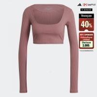 ราคา adidas ไลฟ์สไตล์ เสื้อครอปแขนยาวแต่งผ้าริบ Studio Lounge ผู้หญิง สีม่วง HH8500 (22439572538)