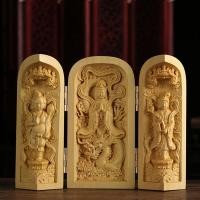 ราคา Leqing huangyang แกะสลักไม้งานฝีมือบ้านเจ้าแม่กวนอิมพระพุทธรูปตกแต่งไม้เนื้อแข็งแกะสลักมือชิ้นสามเปิดกล่องเครื่องประดับ (14105515579)