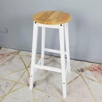 ราคา เก้าอี้สตูลไม้ยางพารา เก้าอี้บาร์ ทรงกลม สูง 73 ซม STC 29 R ท็อปขาวขาสีขาว (22093628013)