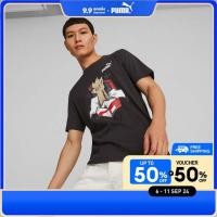 ราคา PUMA BASICS เสื้อยืดผู้ชายลายกราฟิกรองเท้าผ้าใบ สีดำ 67447801 (22179125816)