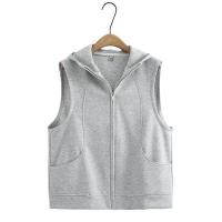 ราคา มีไซส์ใหญ่ Plus Size XL 4XL Womens Hooded Spring Autumn Vests Solid Color Zip Up Female Outerwear with Pockets (19923452987)