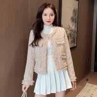 ราคา เสื้อคลุมสำหรับคนตัวเล็กผ้าทวีดแต่งพู่แบบสั้นแขนยาวสไตล์ชาแนลเข้ารูปแนวเกาหลีแบบใหม่ฤดูใบไม้ร่วง2023เสื้อผู้หญิงฮิต3 2 (21491782675)