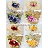 ราคา กระเป๋าถือ กระเป๋าสานแต่งดอกไม้ หมวกแต่งดอกไม้ (21598408850)