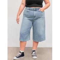 ราคา Cider Denim Mid Rise Solid Pocket Capri Shorts Curve Plus (22517894181)