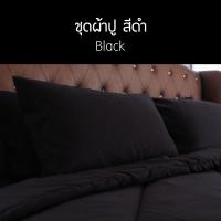ราคา SANTA ชุด ผ้าปูที่นอน ผ้านวม ผ้าห่ม สีดำ ดำล้วน 3 5 5 6 ฟุต (21542580387)