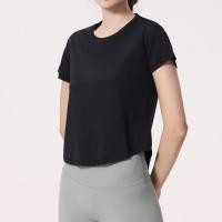 ราคา Lulu New Yoga Sports Short Sleeve Mesh Panel Loose Breathable Fabric Comfortable Fitness Top DX717 (17836912874)