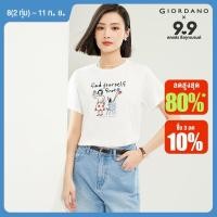 ราคา GIORDANO ผู้หญิง เสื้อยืดผ้าฝ้าย100 น่ารักการ์ตูนพิมพ์Tee Crewneckแขนสั้นฤดูร้อนแฟชั่นสบายๆTshirts Free Shipping 13324330 (21390898481)