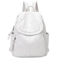 ราคา 5慧Womens Soft Leather Casual School Bag Washed Leather Backpack Girl Travel Small School Bag (22169339416)