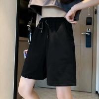 ราคา Spot parcel post Summer Casual Shorts plus Size Ice Silk Womens High Waist Loose Running Pants Five Point Sports Black Basketball Outer Shorts (21905073393)