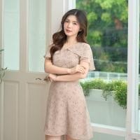 ราคา Crystal Dress Light Brown เดรสชีฟอง เดรสแขนพริ้ว (22639874260)