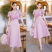 ราคา ป้าย Lalada เดรสสั้นแต่งดอก 3D งานสวยดอกฟูๆ (22065148117)