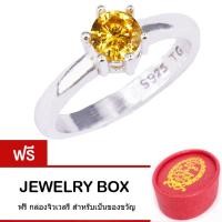 ราคา Tips Gallery แหวนเงินแท้ 925 หุ้มทองคำขาว แหวน เพชร CZ Hearts Arrows Gold Topaz 0 5 กะรัต รุ่น TRS140 ฟรี กล่องพร้อมดีไซน์สวยน่ารัก (7608985842)