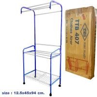 ราคา ราวเหล็กสำหรับแขวนเสื้อผ้า ราวตากผ้าจัมโบ้ 407 ราวตากผ้า2ชั้นมีล้อ คละสี รุ่น Hanging clothes shows407 airer 05d Psk2 p (5197344061)