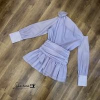 ราคา SR เซ็ตเสื้อไหล่ปาดแต่งดอกกุหลาย3D ช่วงบ่า กระโปรงมินิสเกิร์ตเก็บหน้าท้องสุด (21895145781)